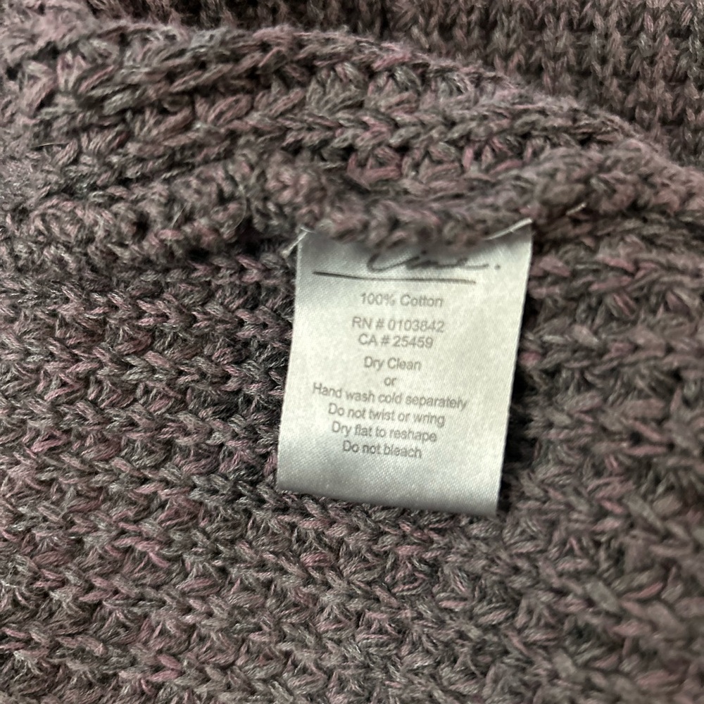 LINE Chunky Knit Cotton‎ Sweater Cardigan Purple Gray L - Picture 5 of 9